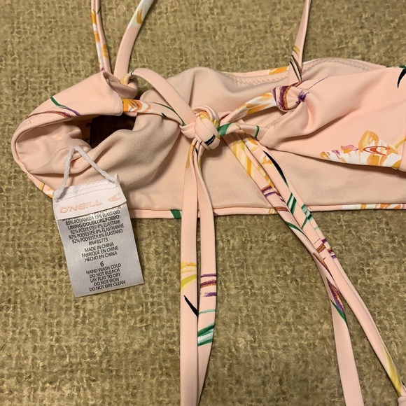 NWT O’Neill Peach Floral Bikini Top ~sz 6 with Mikoh kids xl green bottoms - Picture 4 of 4